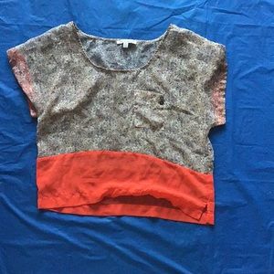 Chiffon floral  flowy T-shirt with pocket